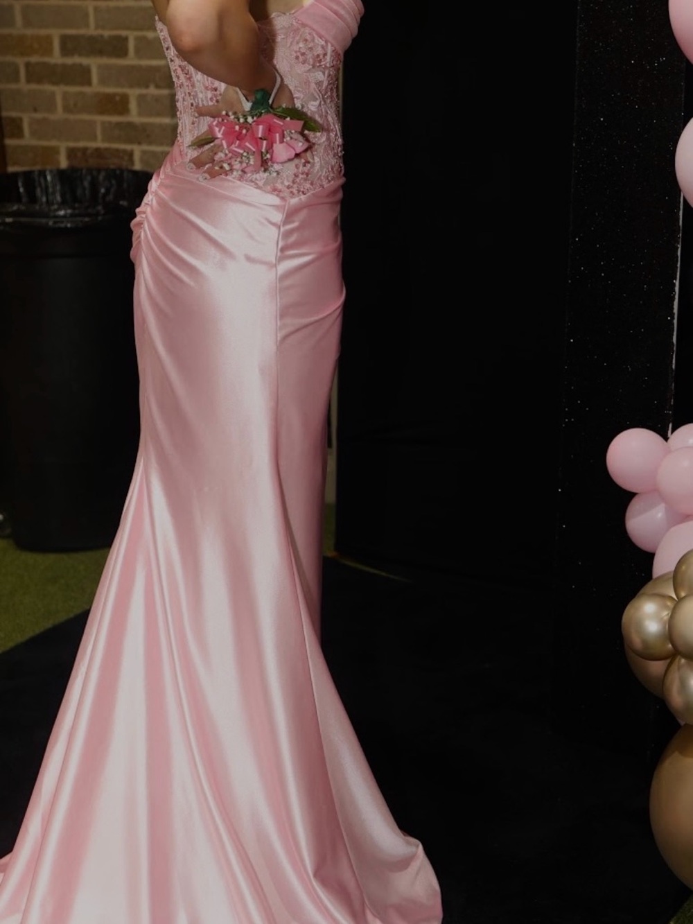 Elegant Pink Satin PROM dress